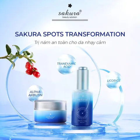 Bộ Dưỡng Da Giảm Nám Sakura - Cream & Serum Transforming Chăm Sóc Da Mặt, Làm Sáng Da, Giúp Da Khỏe Mạnh