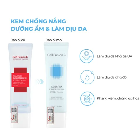 Combo 2 Kem Chống Nắng Cell Fusion C Aquatica SPF50+ PA+++ - Dành Cho Da Khô Nhạy Cảm, Bảo Vệ Da Tối Ưu, Cấp Ẩm Sâu