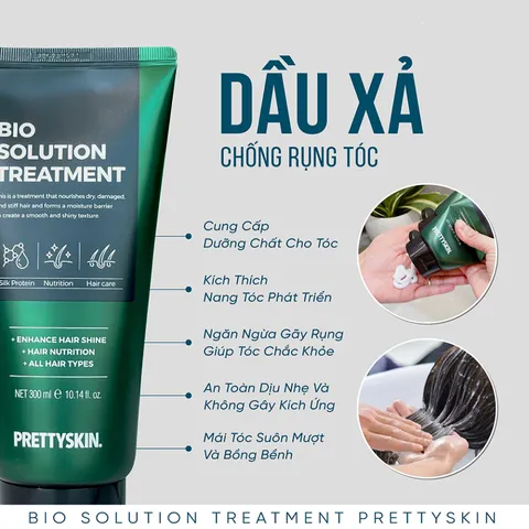 Dầu Xả Prettyskin Bio Solution Treatment Ngừa Rụng Tóc - Giúp Tóc Mềm Mượt, Khỏe Đẹp, Phục Hồi Tóc Hư Tổn 300ml