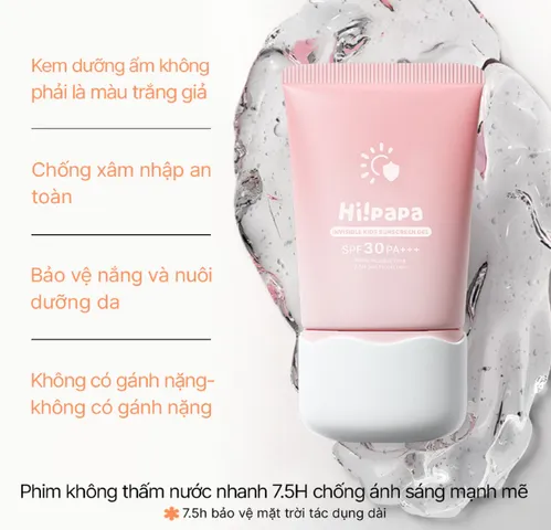 Gel Chống Nắng Dưỡng Ẩm Hi!papa SPF30+ PA+++ - An Toàn Cho Bé Và Da Nhạy Cảm, Bảo Vệ Tia UV, Giữ Ẩm Mềm Mại 50g
