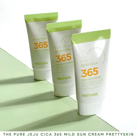 Kem Chống Nắng Chiết Xuất Rau Má Pretty Skin The Pure Jeju Cica 365 SPF 50+ - Bảo Vệ Da Nhạy Cảm, Phục Hồi Tổn Thương, Không Dính Rít