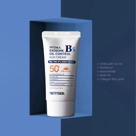 Kem Chống Nắng Kiềm Dầu Pretty Skin Hydra B5 Exosome - SPF50+ PA++++ Cho Da Dầu, Mụn, Nhạy Cảm - Bảo Vệ và Dưỡng Ẩm Tối Ưu
