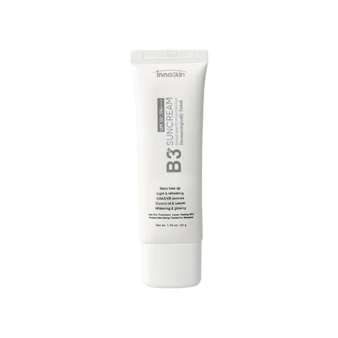Kem Chống Nắng Nâng Tone Innoskin B3 Suncream SPF50+ Màu Xám - Bảo Vệ Da Tối Ưu, Kiểm Soát Dầu, Phù Hợp Mọi Loại Da