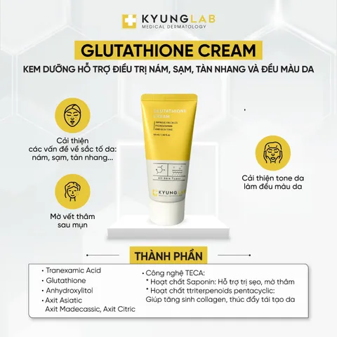 Kem trị nám tàn nhang KyungLab Glutathione Cream 50ml - Làm sáng da, chống lão hóa hiệu quả, bổ sung độ ẩm tự nhiên