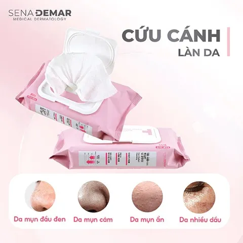 Khăn Tẩy Trang Sena Demar Make-Up - Khăn Ướt Tẩy Trang Sạch Sâu, Dưỡng Da 45 Miếng Chống Nước, Phù Hợp Mọi Loại Da