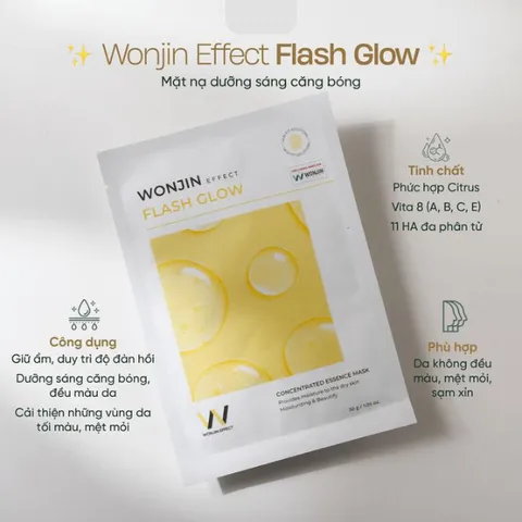 Mặt Nạ Dưỡng Sáng Da Wonjin Effect Flash Glow - Công Thức Giữ Ẩm, Trẻ Hóa Da Từ Chiết Xuất Thiên Nhiên, Phù Hợp Mọi Loại Da