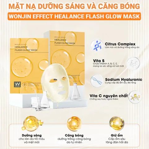 Mặt Nạ Dưỡng Sáng Da Wonjin Effect Flash Glow - Công Thức Giữ Ẩm, Trẻ Hóa Da Từ Chiết Xuất Thiên Nhiên, Phù Hợp Mọi Loại Da