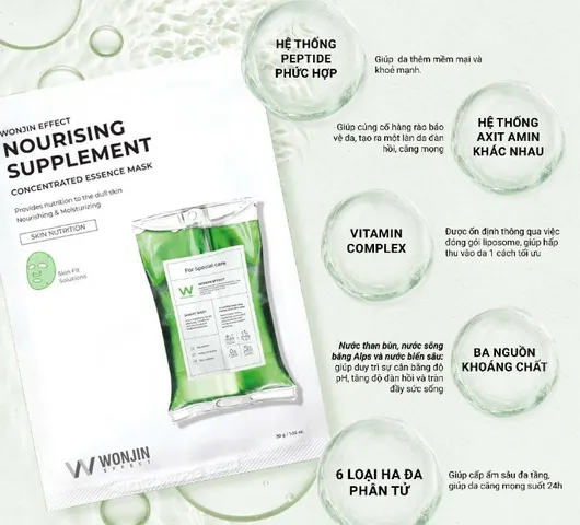 Mặt Nạ Dưỡng Ẩm Căng Bóng Da Wonjin Effect Nourishing Supplement - Công Thức Jelly Co Pep, Hyaluronic Acid, Phục Hồi Da Mịn Màng