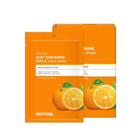 Mặt Nạ Dưỡng Sáng Pretty Skin The Pure Jeju Tangerine Vita C - Chiết Xuất Quýt Jeju Giàu Vitamin C, Phục Hồi Làn Da Rạng Rỡ