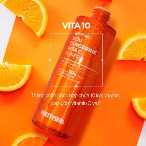 Nước Hoa Hồng Pretty Skin Vita C - Toner Dưỡng Da Chiết Xuất Quýt Jeju, Làm Sáng Da, Cân Bằng Ẩm, 250ml