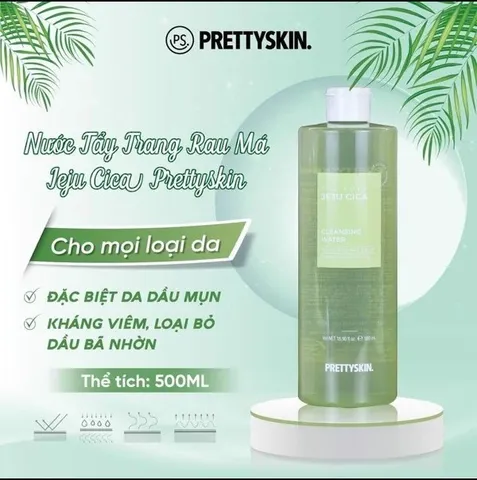Nước Tẩy Trang Rau Má Pretty Skin The Pure Jeju Cica - Làm Sạch Nhẹ Nhàng, Dịu Da Nhạy Cảm, 500ml