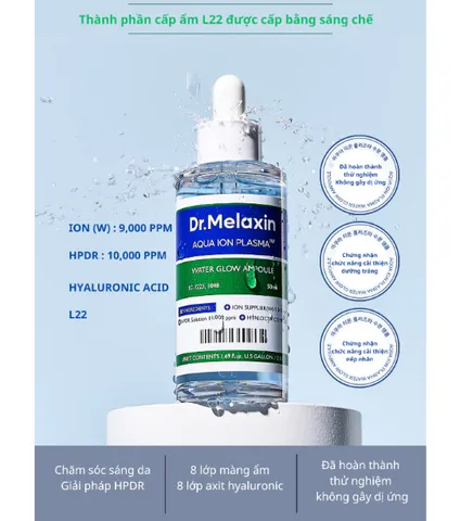 Serum Cấp Ẩm Dr.Melaxin Aqua Ion Plasma Water Glow - Dưỡng ẩm, Sản sinh Collagen, 50ml cho Mọi Loại Da