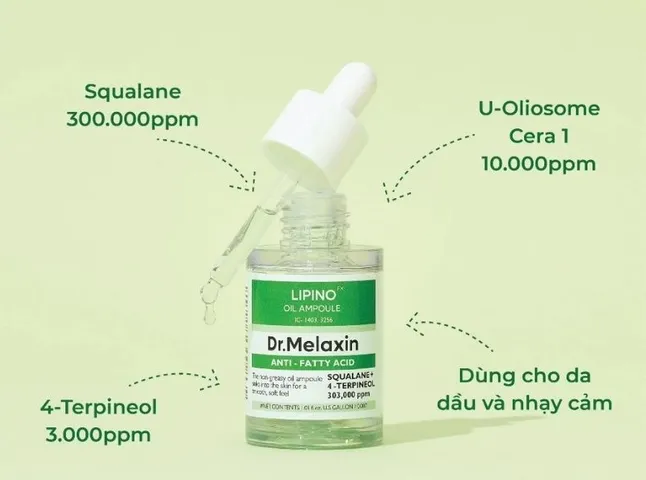 Serum Trị Mụn Dr.Melaxin Lipino Oil Ampoule - Kiểm Soát Bã Nhờn, Ngăn Ngừa Mụn, Dưỡng Da Khỏe Mạnh 30ml