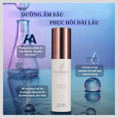Serum Cấp Ẩm Phục Hồi Da Hydrinity Restorative HA - Hyaluronic Acid Siêu Nạp, Giúp Da Căng Bóng, Khỏe Mạnh, Phù Hợp Mọi Loại Da