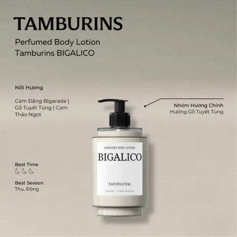 Set Sữa Tắm và Lotion Dưỡng Thể Tamburins Bigalico 240ml & 235ml - Chăm Sóc Da Tinh Tế Với Hương Cam Đắng, Thư Giãn Hàng Ngày