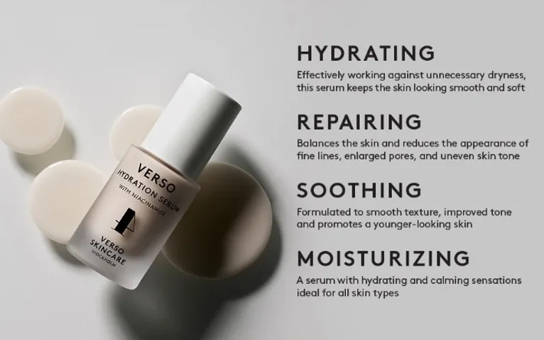 Tinh chất cấp ẩm và tăng đàn hồi da Verso Hydration Serum - Giúp da mềm ẩm, căng bóng, dễ thẩm thấu, phù hợp mọi loại da 30ml