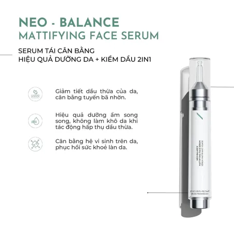 Tinh Chất Kiềm Dầu Neoderma Neo-Balance - Serum Mattifying Giúp Kiểm Soát Dầu, Thu Nhỏ Lỗ Chân Lông, Giảm Mụn, Da Mịn Màng, Tươi Mát 15ml