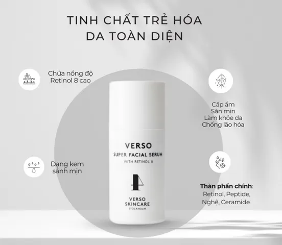 Tinh Chất Retinol 8 Verso Super Facial Serum 30ml - Hỗ Trợ Trẻ Hóa Da, Cải Thiện Kết Cấu Da, Giảm Nếp Nhăn, Làn Da Sáng Mịn