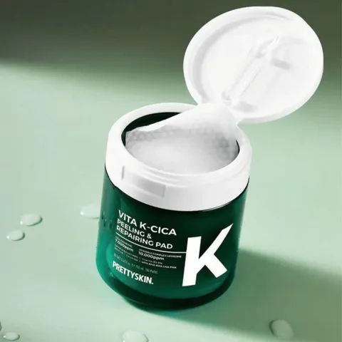 Toner Pad Làm Dịu Da Prettyskin Vita K - Cica Peeling & Repairing, Hỗ Trợ Cấp Ẩm và Làm Sạch Da, 80 Miếng, Phù Hợp Mọi Loại Da