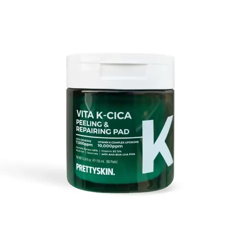 Toner Pad Làm Dịu Da Prettyskin Vita K - Cica Peeling & Repairing, Hỗ Trợ Cấp Ẩm và Làm Sạch Da, 80 Miếng, Phù Hợp Mọi Loại Da