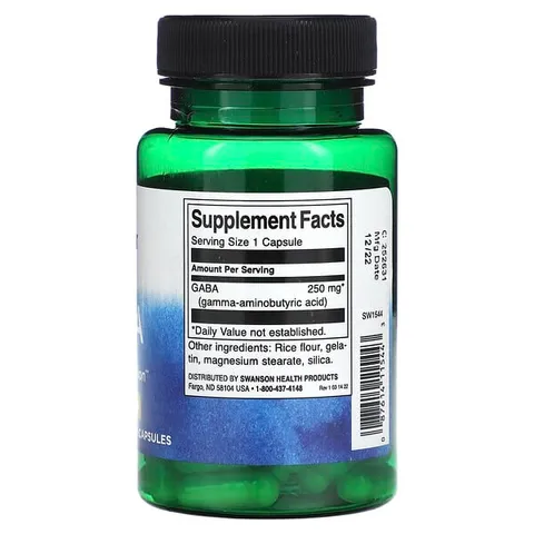 Viên hỗ trợ não bộ Gaba 250mg Swanson - Giảm mệt mỏi, tăng cường trí nhớ, hỗ trợ thư giãn - 60 viên bổ não hiệu quả Mỹ