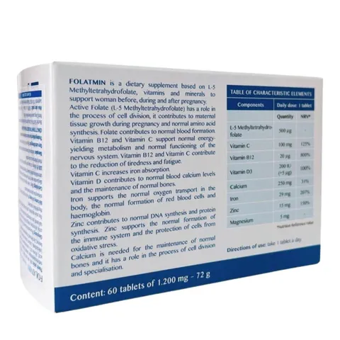 Viên uống Folatmin 5-MTHF - Bổ sung Vitamin và Khoáng Chất Chuyên Biệt cho Phụ Nữ, Hỗ Trợ Mang Thai và Sức Khỏe Sinh Sản
