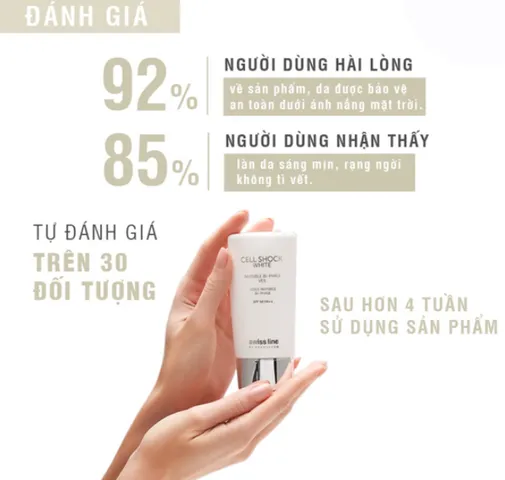 Kem Chống Nắng Swissline Cell Shock White Brightening Bi-Phase Veil SPF 45 PA+++ 45ml - Tăng Cường Bảo Vệ & Làm Sáng Da