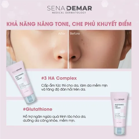 Kem Dưỡng Da Nâng Tone Ban Ngày Sena Demar Whitening Cream 30ml - Làm Sáng Da, Cấp Ẩm, Chống Nắng Nhẹ Từ Hàn Quốc