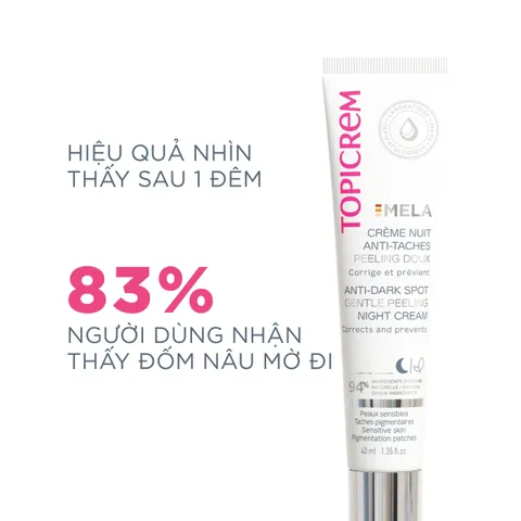 Kem Dưỡng Đêm Topicrem Mela - Chống Nám, Tàn Nhang, Làm Sáng Da, Peeling Nhẹ Nhàng, 40ml