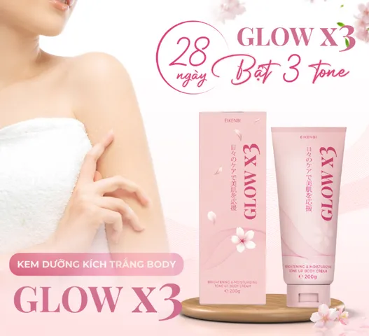 Kem Nâng Tông Body Eikenbi Glow X3 Tone Up Cream 200g - Dưỡng Trắng Da Tự Nhiên, Không Hồi Tone, Chống Nắng, Khả Năng Thẩm Thấu Nhanh