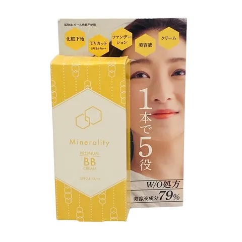Kem Nền Trang Điểm Minerality Premium BB Cream SPF24 PA++ - Đa Năng 5 Trong 1, Dưỡng Da, Chống Nắng, Lớp Nền Tự Nhiên, Phù Hợp Da Nhạy Cảm