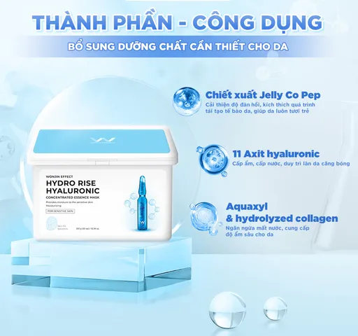 Mặt Nạ Dưỡng Ẩm Wonjin Effect Hydro Rise - Mặt Nạ Tinh Chất Hyaluronic Cấp Nước Cho Da Khô, Nhạy Cảm - Hàn Quốc
