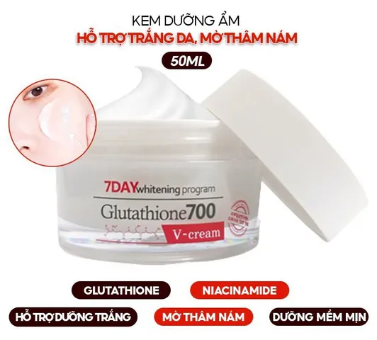 Kem Dưỡng Trắng Da 7 Day Tone-up Program Glutathione 700 V-Cream - Mờ Thâm Nám, Cải Thiện Tông Màu Da - Angel's Liquid Hàn Quốc