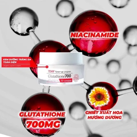 Kem Dưỡng Trắng Da 7 Day Tone-up Program Glutathione 700 V-Cream - Mờ Thâm Nám, Cải Thiện Tông Màu Da - Angel's Liquid Hàn Quốc