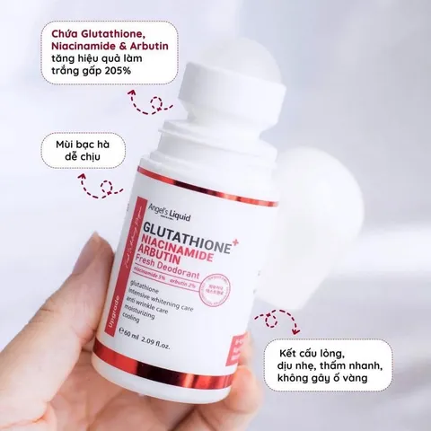 Lăn Khử Mùi Angel's Liquid Plus Niacinamide Arbutin - Deodorant Giữ Khô, Ngăn Mùi, Làm Sáng Nách 60ml Xuất Xứ Hàn Quốc