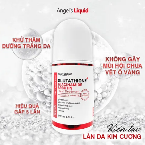 Lăn Khử Mùi Angel's Liquid Plus Niacinamide Arbutin - Deodorant Giữ Khô, Ngăn Mùi, Làm Sáng Nách 60ml Xuất Xứ Hàn Quốc