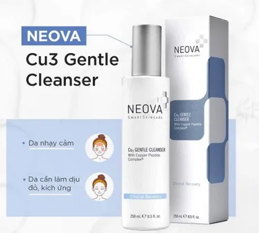 Sữa Rửa Mặt Neova Cu3 Gentle Cleanser Dành Cho Da Nhạy Cảm - Làm Sạch Dịu Nhẹ, Hỗ Trợ Phục Hồi Độ ẩm Tự Nhiên