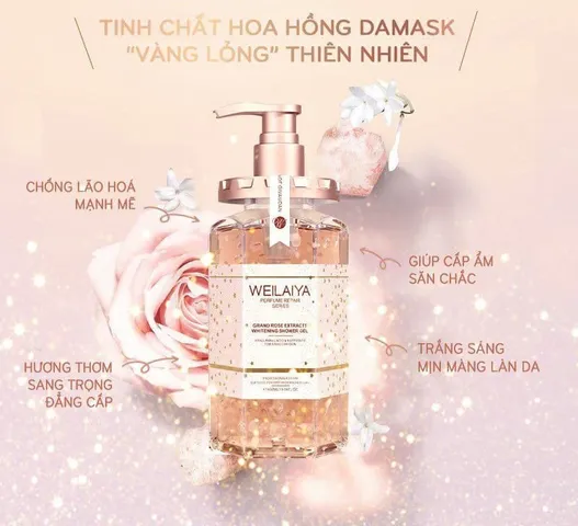 Sữa Tắm Hoa Hồng Weilaiya Grand Rose Extracts 450ml - Gel Tắm Trắng Da, Hương Nước Hoa Quyến Rũ, Dưỡng Ẩm Da Mịn Màng