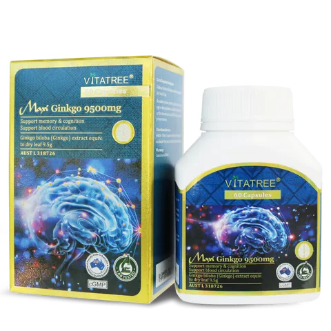 Viên Uống Bổ Não Vitatree Maxi Ginkgo 9500mg - Hỗ Trợ Tăng Cường Trí Nhớ, Duy Trì Tinh Thần Tỉnh Táo, 60 Viên Úc