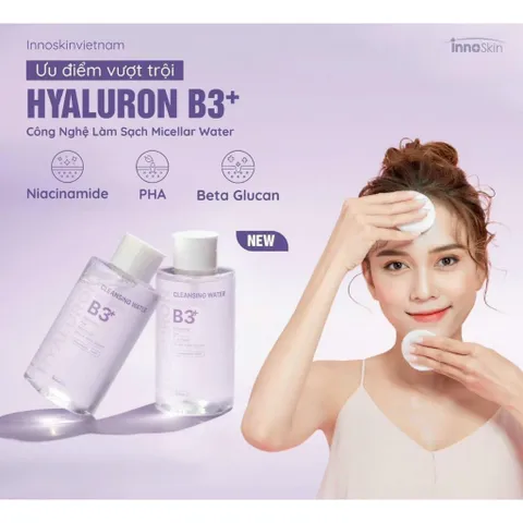Nước tẩy trang Innoskin B3 Hyaluron 500ml - Dành cho da dầu mụn, làm sạch dịu nhẹ, ngừa mụn, kiểm soát bã nhờn, chiết xuất rau má