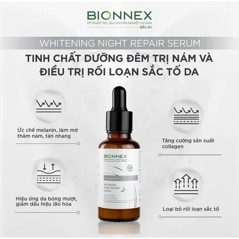 Serum Dưỡng Trắng Ban Đêm Bionnex Whitening Night Repair Serum 20ml - Phục Hồi, Cải Thiện Da Sạm Nám, Đều Màu, Tươi Sáng