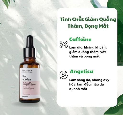 Serum Giảm Bọng Mắt Bionnex The Nordea Caffeine 5% + Angelica - Làm Sáng Vùng Da Mắt, Giảm Quầng Thâm và Sưng Mắt 30ml