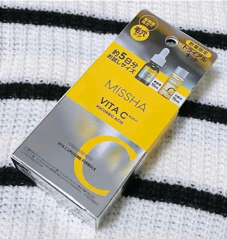 Set Tinh Chất Dưỡng Sáng Da Missha Vita C Ascorbic Acid - Serum Làm Mờ Thâm, Cải Thiện Đàn Hồi Da - Bộ 2 Sản Phẩm Hàn Quốc