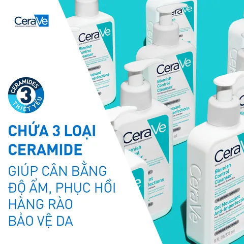 Sữa Rửa Mặt CeraVe Blemish Control Cleanser 236ml - Giải Pháp Cho Da Dầu Mụn, Kiểm Soát Nhờn, Làm Sạch Sâu, Không Hương Liệu