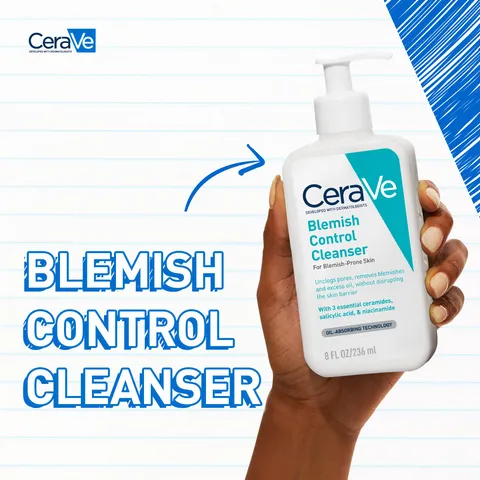 Sữa Rửa Mặt CeraVe Blemish Control Cleanser 236ml - Giải Pháp Cho Da Dầu Mụn, Kiểm Soát Nhờn, Làm Sạch Sâu, Không Hương Liệu