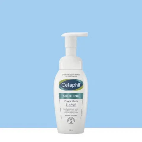Sữa Rửa Mặt Tạo Bọt Cetaphil Soothing Foam Wash 200ml - Dành Cho Da Nhạy Cảm, Làm Sạch Dịu Nhẹ, Giữ Ẩm Tự Nhiên, Không Gây Kích Ứng