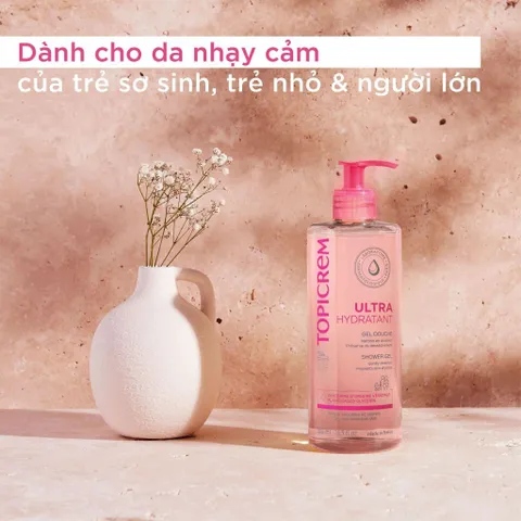 Sữa Tắm Cấp Ẩm Topicrem Ultra Hydratant Gel Douche 1000ML - Dành Cho Da Nhạy Cảm, Giữ Ẩm Tối Đa, An Toàn Cho Trẻ Sơ Sinh