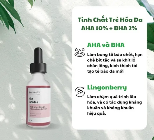 Tinh Chất Trẻ Hóa Da Bionnex The Nordea AHA 10% + BHA 2% + Chiết Xuất Lingonberry - Serum Exfoliant Giúp Da Sáng Mịn, Cải Thiện Kết Cấu Da