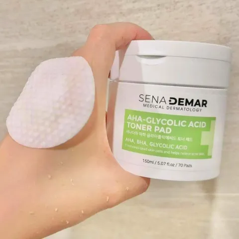 Toner Pad Sena Demar AHA Glycolic Acid - Dòng Bông Tẩy Tế Bào Chết Hàn Quốc, Giúp Làn Da Sáng Mịn, Ngăn Ngừa Mụn, Tiện Lợi 70 Miếng