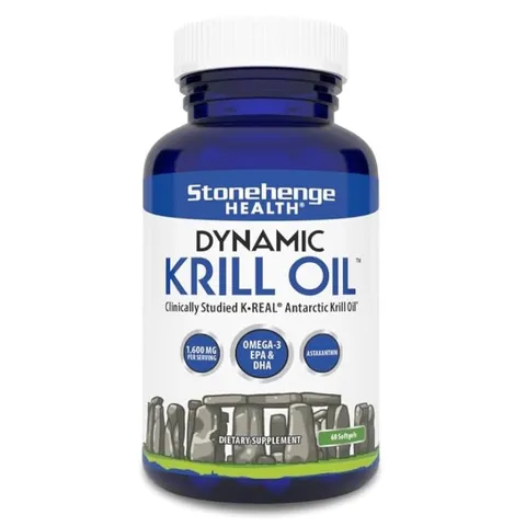 Viên Dầu Nhuyễn Thể Stonehenge Health Dynamic Krill Oil 1600mg - Omega-3 Giàu EPA & DHA, Hỗ Trợ Tim Mạch và Làn Da Khoẻ Mạnh